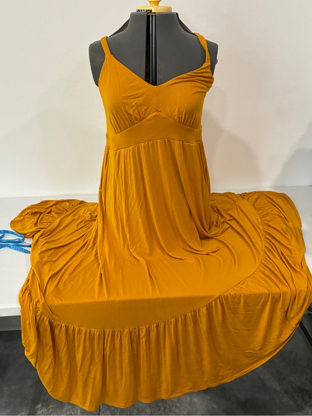 Torrid Super Soft Knits Mustard Yellow Tiered Maxi Dress Size 1